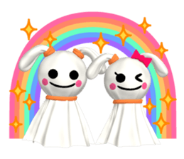 3D WHITE DOG "PEACE-K & HAPPY" (2) sticker #564030