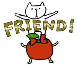 cat and apple1English sticker #569001