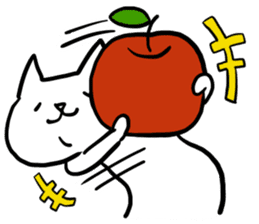 cat and apple1English sticker #569002
