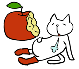 cat and apple1English sticker #569010