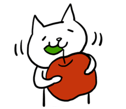 cat and apple1English sticker #569012