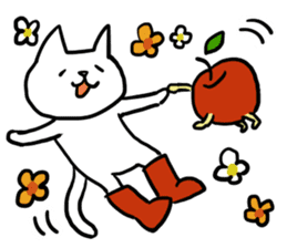 cat and apple1English sticker #569021