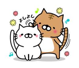 Striped cat & white cat sticker #590557