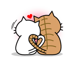 Striped cat & white cat sticker #590593