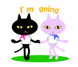 Lovely satan and twin cats 2 sticker #592525