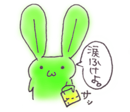 Tha puffy lovely green rabbit sticker #611922