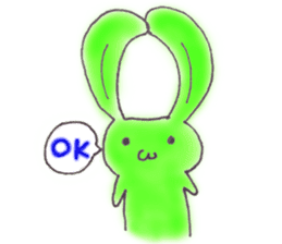 Tha puffy lovely green rabbit sticker #611924