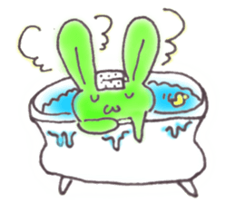 Tha puffy lovely green rabbit sticker #611928