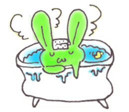 Tha puffy lovely green rabbit sticker #611928