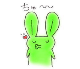 Tha puffy lovely green rabbit sticker #611937