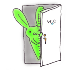 Tha puffy lovely green rabbit sticker #611938