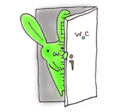 Tha puffy lovely green rabbit sticker #611938