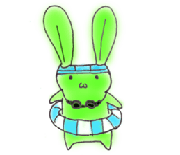 Tha puffy lovely green rabbit sticker #611945