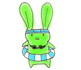 Tha puffy lovely green rabbit sticker #611945
