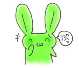 Tha puffy lovely green rabbit sticker #611946