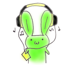 Tha puffy lovely green rabbit sticker #611953