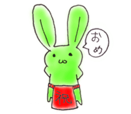 Tha puffy lovely green rabbit sticker #611955