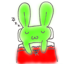 Tha puffy lovely green rabbit sticker #611956