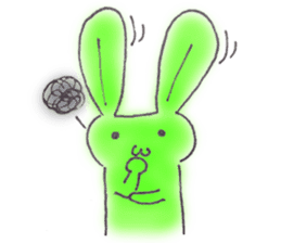 Tha puffy lovely green rabbit sticker #611959