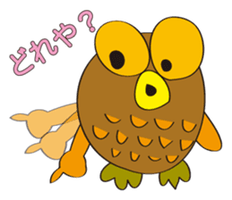 circle face owl : drawn by hand sticker #621531