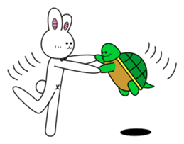 A rabbit and tortoise sticker #626181