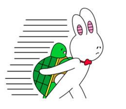 A rabbit and tortoise sticker #626200