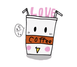 Character of ice coffee cup sticker #642875