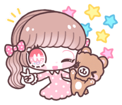 Girl and small bear ! sticker #667667