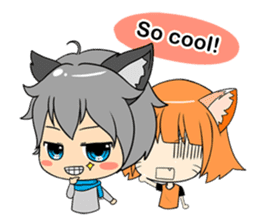 Chibi Style - Wolf Boy & Girl - English sticker #668218