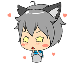 Chibi Style - Wolf Boy & Girl - English sticker #668223