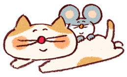 Cute cat and mouse sticker #681834