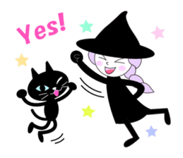 Sticker of cute witch & happy companion sticker #688626