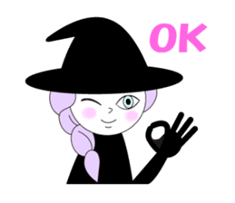 Sticker of cute witch & happy companion sticker #688627