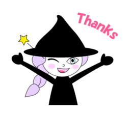 Sticker of cute witch & happy companion sticker #688631