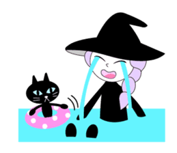 Sticker of cute witch & happy companion sticker #688633