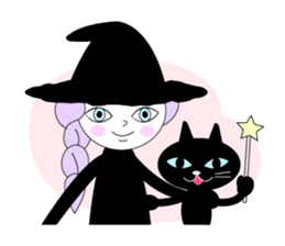 Sticker of cute witch & happy companion sticker #688639