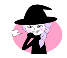 Sticker of cute witch & happy companion sticker #688644