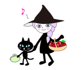 Sticker of cute witch & happy companion sticker #688648