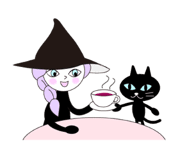 Sticker of cute witch & happy companion sticker #688652
