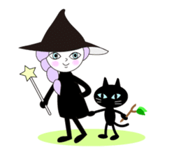 Sticker of cute witch & happy companion sticker #688659
