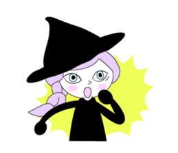 Sticker of cute witch & happy companion sticker #688661