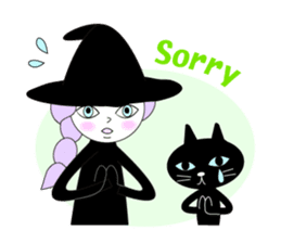 Sticker of cute witch & happy companion sticker #688663