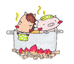 Little pig and little horse sticker #713551