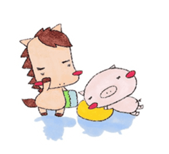 Little pig and little horse sticker #713556