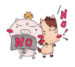 Little pig and little horse sticker #713558