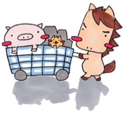 Little pig and little horse sticker #713560