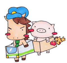 Little pig and little horse sticker #713561