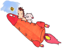 Little pig and little horse sticker #713572