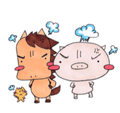 Little pig and little horse sticker #713577