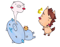 Little pig and little horse sticker #713578